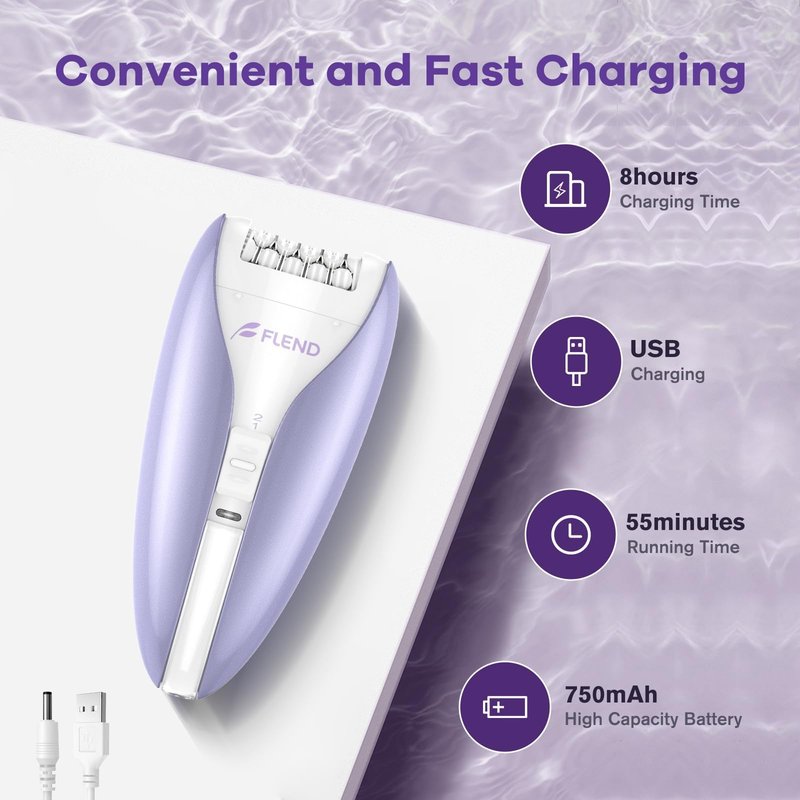 Epilator, Smooth Glide Epilator for Women, 2 Speeds Facial Hair Removal Device Cordless Rechargeable Hair Removal Epilators for Women Face Legs Arms Legs