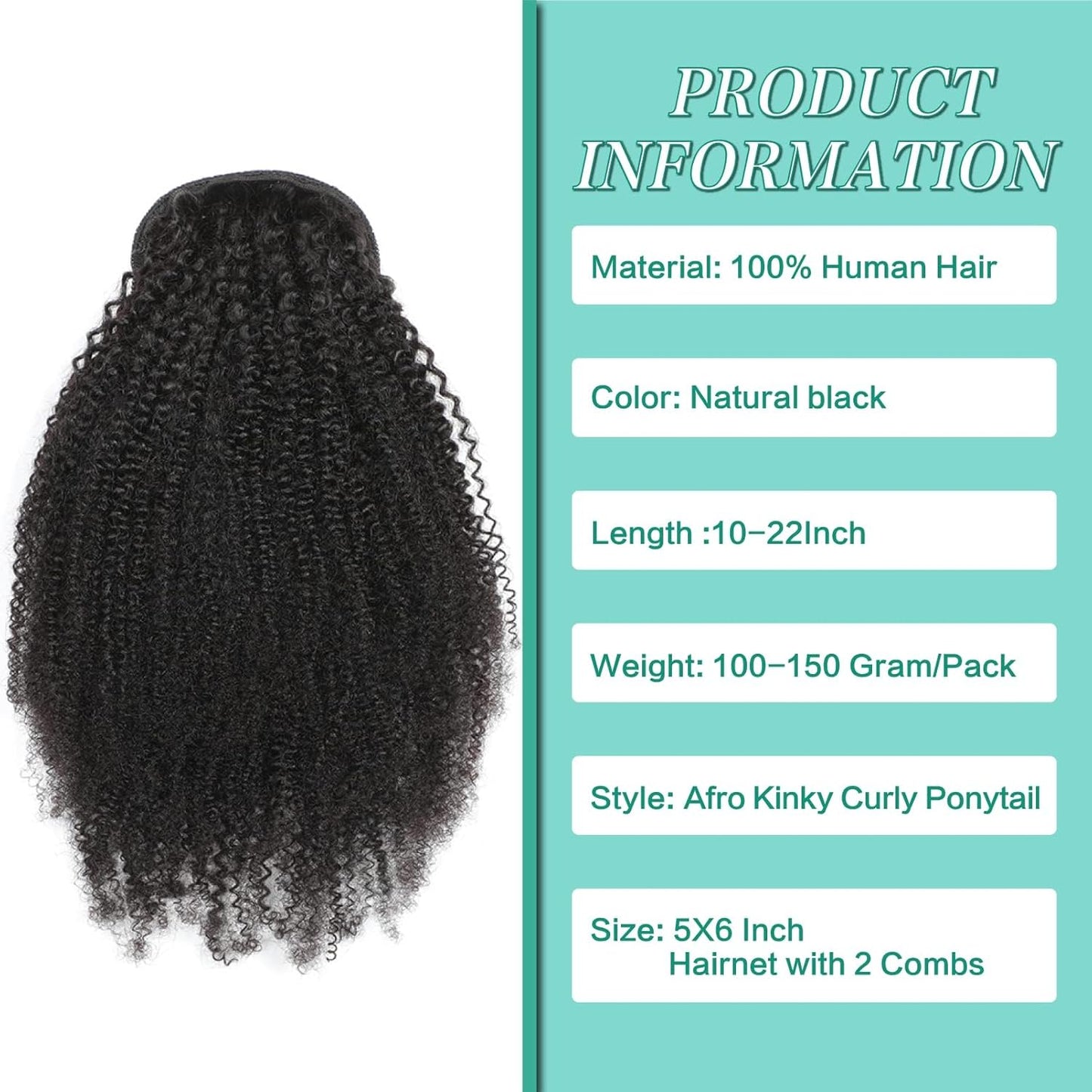 Afro Puff Drawstring Ponytail | 12-Inch Human Hair Kinky Curly Extension for Black Women