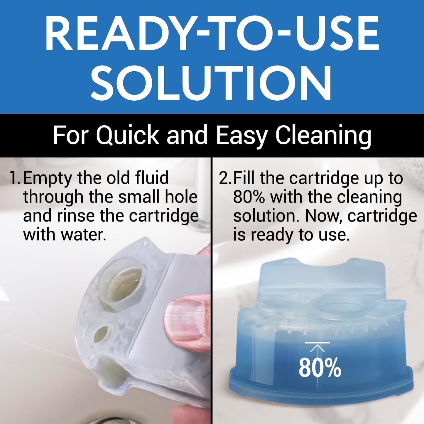 IMPRESA Shaver & Razor Cleaning Solution - 34 Fl Oz Liquid Refill - Compatible with Braun Clean & Renew Series 3, 7 & 9 Cartridges - Scent-Free Shaver Cleaning Liquid