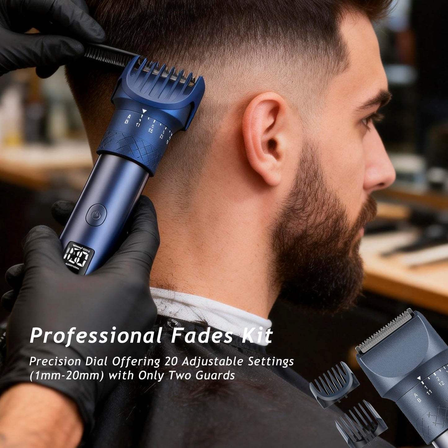 Beard Trimmer for Men, Professional 5-in-1 Hair Clippers with 20 Precision Dial Lengths, Electric Razors for Men IPX7 Waterproof Wet/Dry, USB-C Rechargeable Shaving Set with Dock for Face, Body, Nose