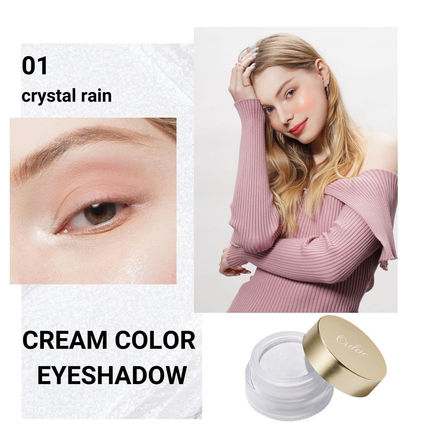 Oulac Glitter Cream Eyeshadow, Shimmery Smooth Texture with Moisturizing Creamy Formula. Large Capacity Eye Makeup Pigmented Metallic, Longwear Waterproof Fade