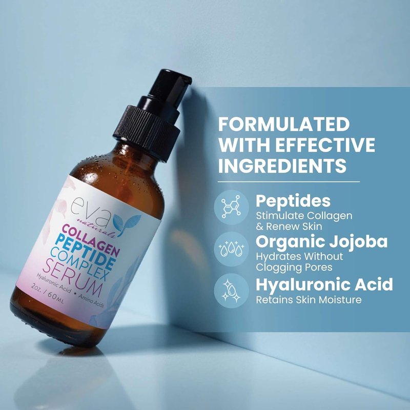 Multi Peptide Face Serum - Anti-Aging Collagen for Plump, Firm Skin | Fragrance-Free, 2 oz (2 Pack)