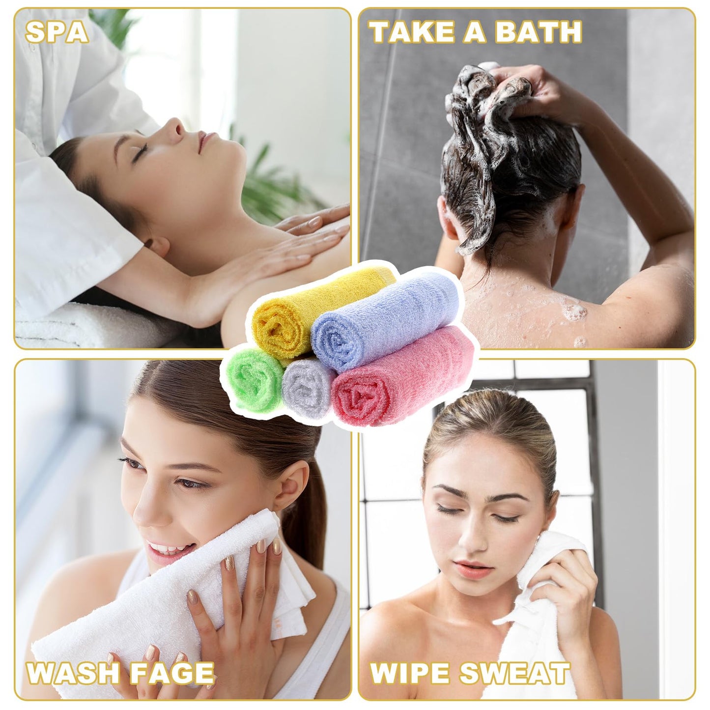 JOUTYFOR 40 Pack Cotton Wash Cloth Bulk, 10x10 Inch Soft Quick Drying Cotton Viscose Towels, Bulk Bath Hand Face Wash Cloths for Women Men, Multipurpose Bathroom Body Washing Rags, Fingertip Towels