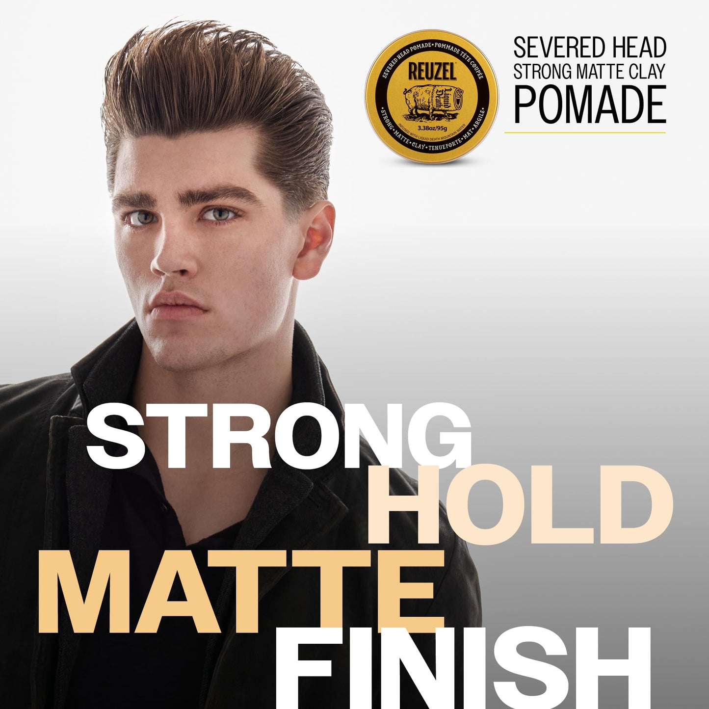 REUZEL Severed Head Strong Hold Clay Pomade for Men Strong Hold Matte Hair Styling Clay, Rough Textured Finish, All-Day Control, Non-Greasy Formula, Limited Edition 3.38oz