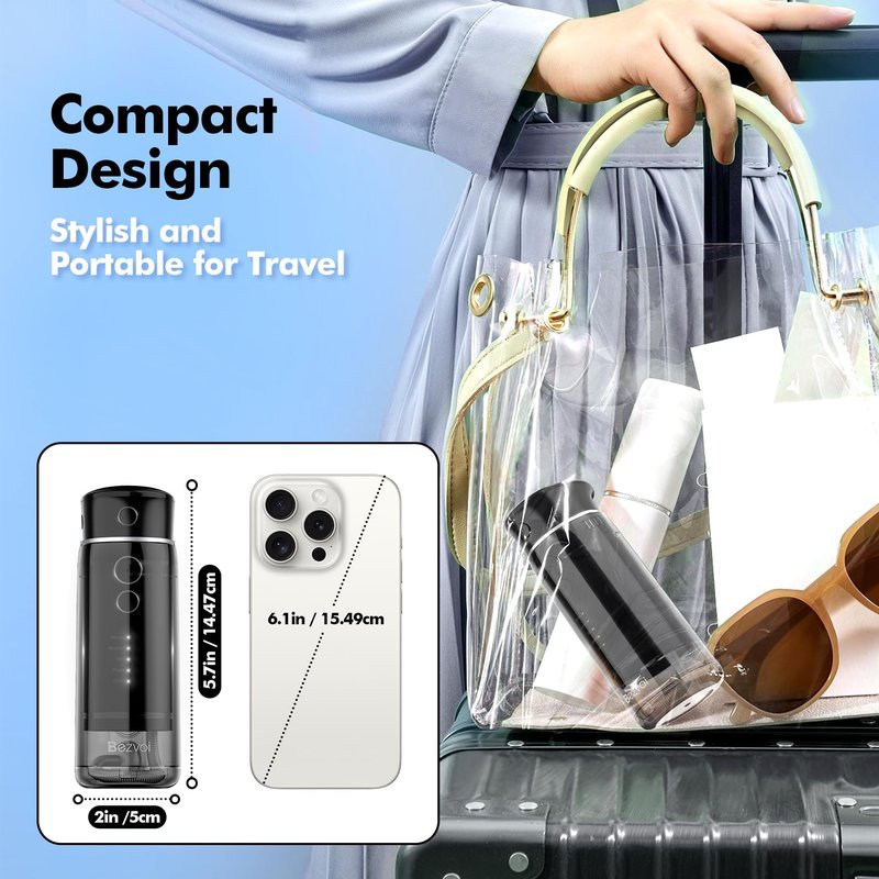 Bezvoi 2 Pack Travel Water Flosser for Teeth Cleaning: Water Dental Pick Set with Elegant Packaging for Couples Friends, 5 Modes & Removable Tank, Waterproof, Portable, for Braces, Gums Care