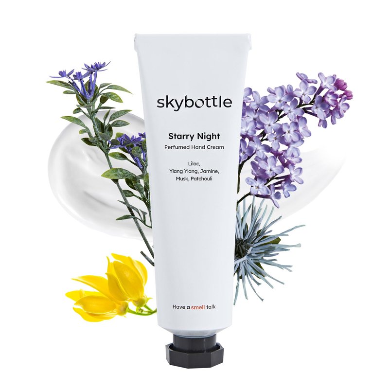 skybottle Scented Hand Cream, Fast-Absorbing Shea Butter & Hyaluronic Acid Moisturizer, Patchouli & Jasmine Scent, Perfumed Korean Lotion Gift for Dry Skin, Travel Friendly, 1.7 Fl Oz
