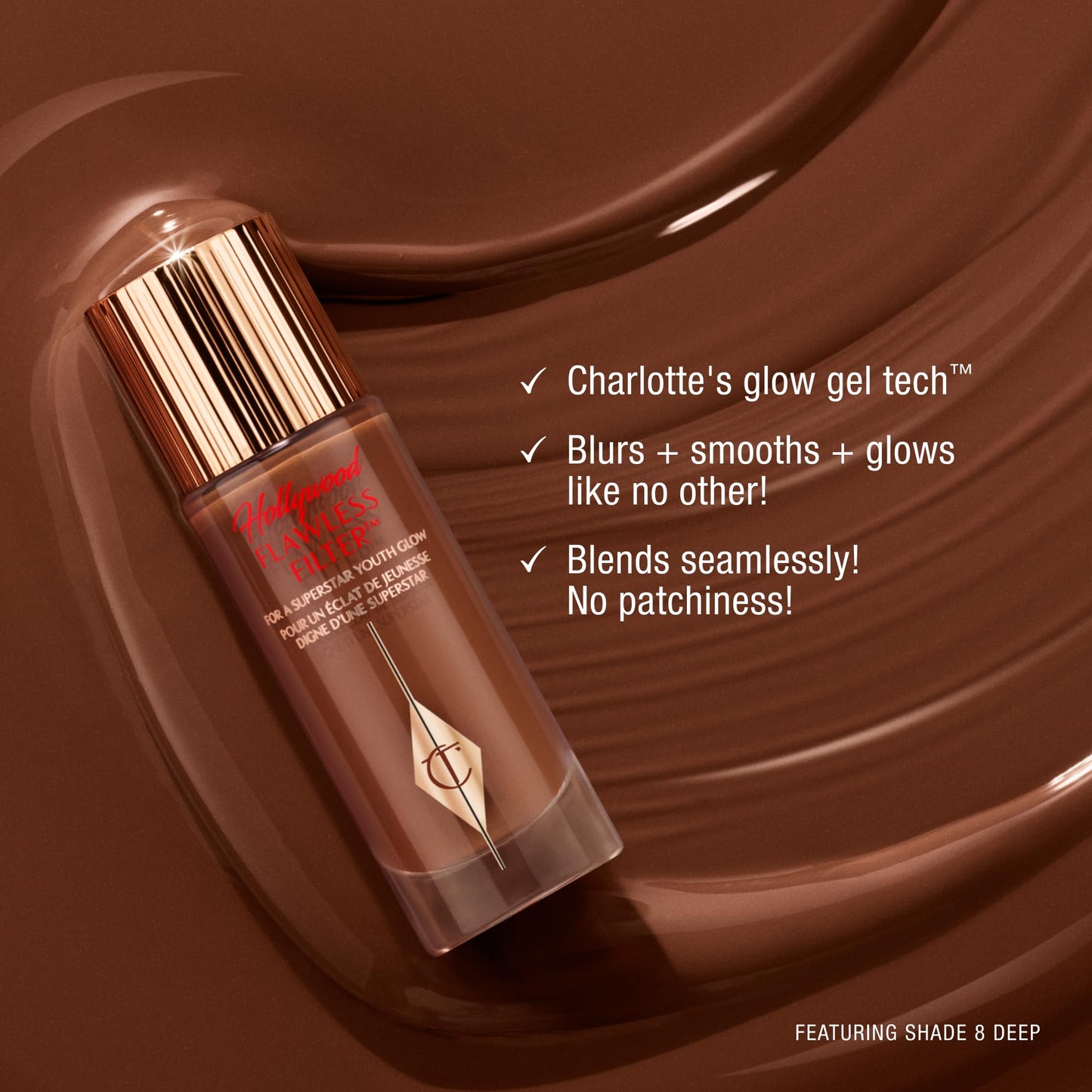 Charlotte Tilbury Hollywood Flawless Filter - Multi‑Use Makeup Primer, Complexion Booster & Illuminating Liquid Highlighter with Sheer Coverage - Smooths & Blurs Skin - 2.5 Fair