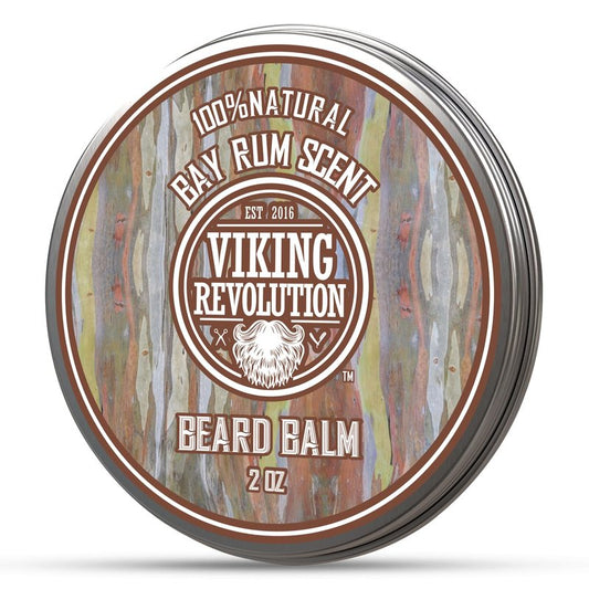 Viking Revolution Bay Rum Beard Balm - Beard Butter with Argan Oil & Jojoba Oil - Softener, Moisturizer & Wax for Men (2oz, 1 Pack)