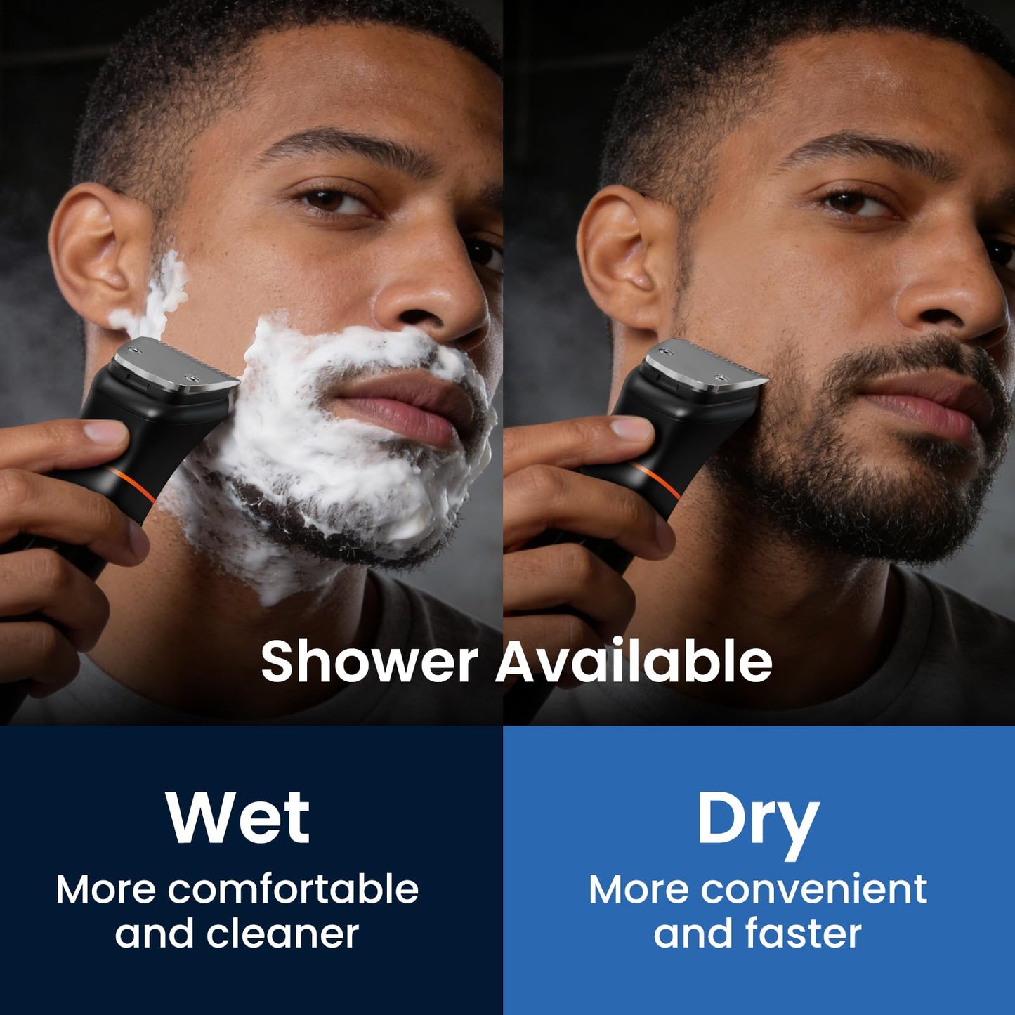 MAXGROOM 6 in 1 Beard Trimmer for Men, Waterproof Cordless Electric Razor Shaver, Men's Grooming Kit for Mustache, Hair, Face, Nose and Body, USB Recharge Dock - Black