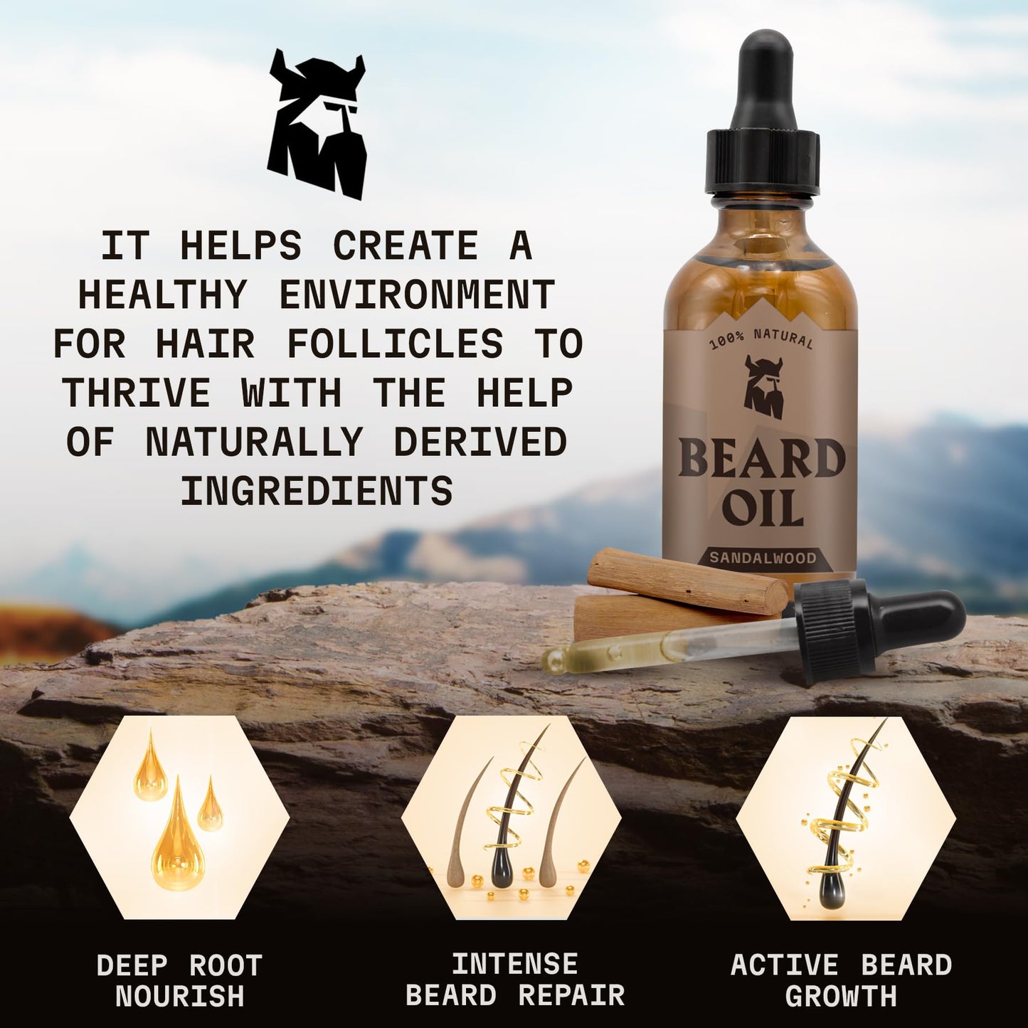 Striking Viking Beard Oil Sandalwood (2oz) & Beard Wash Sandalwood (17oz)