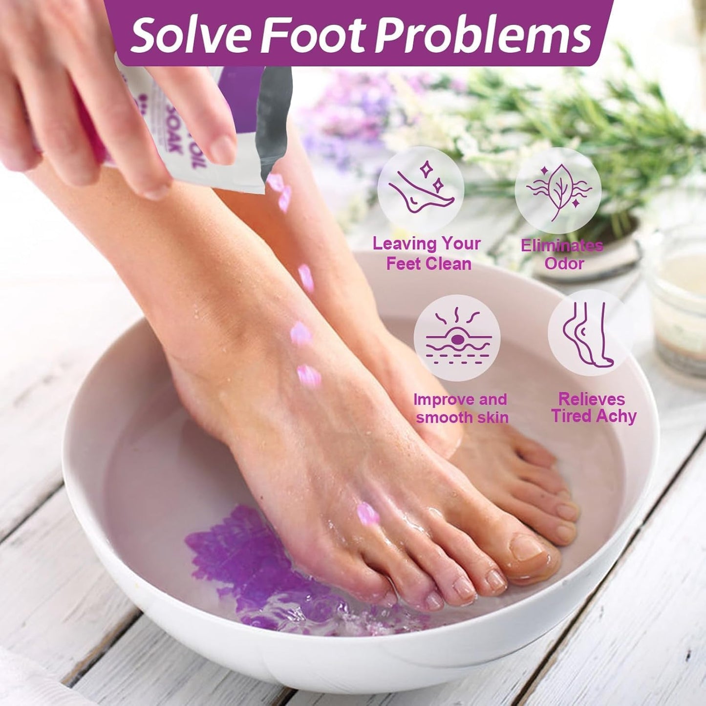 Tea Tree Oil Foot Soak with Epsom Salt, Lavender Oil Foot Soak - For Toenail Repair, Athletes Foot, Softens Calluses, Soothes Sore & Tired Feet, Nail Discoloration, Spa Pedicure Care, pack of 2