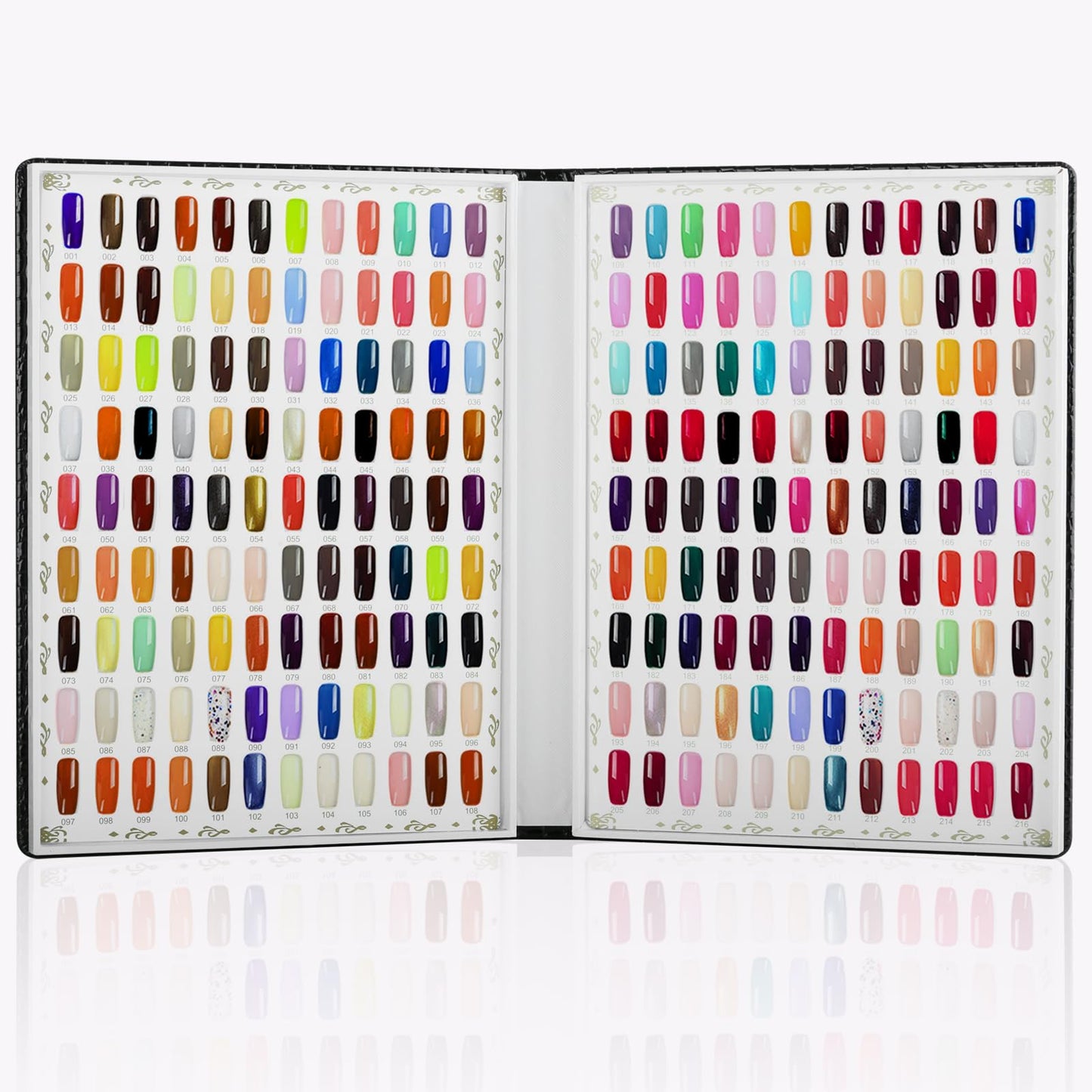 vnjaoi 216 Nail Color Chart Display Book with 240PCS False Nail Tips, UV Gel Polish Card Book, Nail Art Salon Nail Design Display Booklet, Nail Color Swatches Nail Practice Card Board