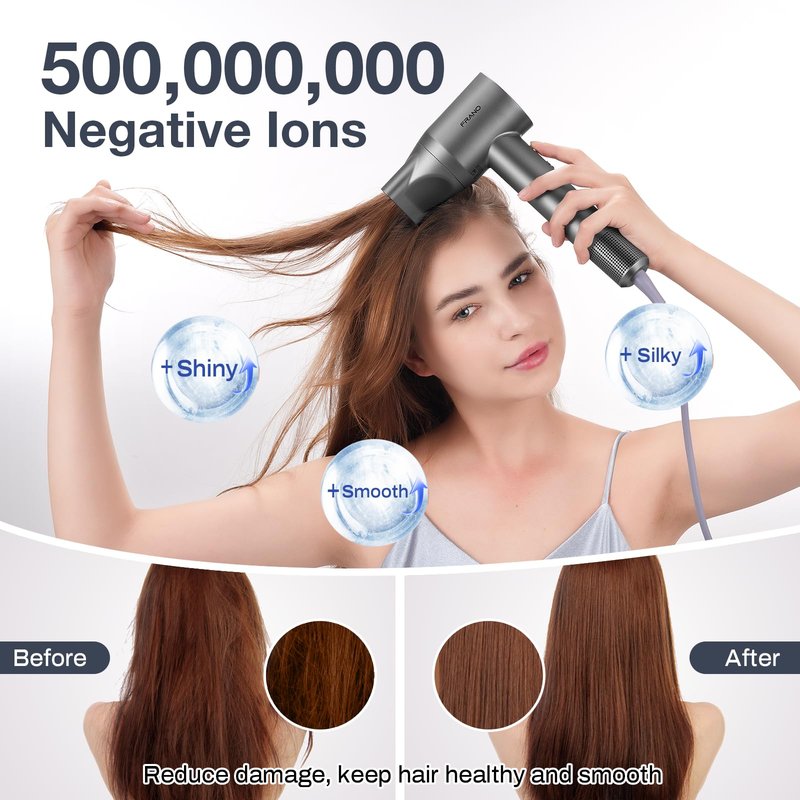 Hair Dryer for Women, Professional High-Speed & 200 Million Ionic Hairdryer, Fast-Drying Low Noise with Magnetic Diffuser & Nozzle, HD Display, Light and Quiet Hair Blow Dryer, Gifts for Men and Women