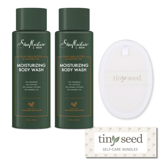 2-Pack of Shea Body Wash. Raw Shea Butter & Mafura Oil Moisturizing Body Wash Cleanser For Men. Two 15 oz. Bottles Bundled with Natural Loofah Exfoliating Body Scrubber.