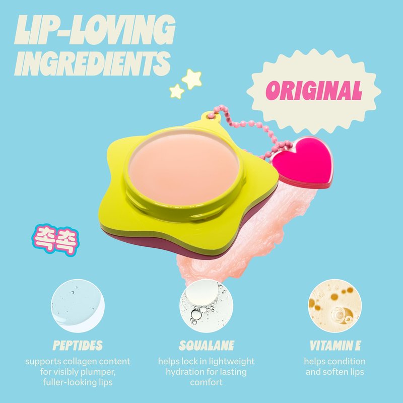 The Crème Shop Plush Pout Lip Butter Lip Balm Key Chain Charm | Korean Formula with Peptides and Squalane to Instantly Hydrate, Nourish, Moisturize, and Soften Dry Lips- Original