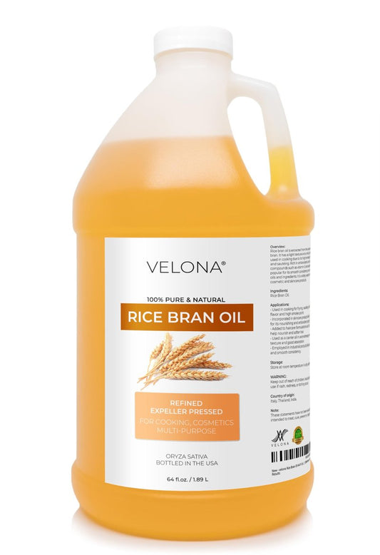 velona Rice Bran Oil 64 Fl Oz | 100% Pure and Natural Carrier Oil | Refined, Cold Pressed | Cooking, Face, Hair, Body & Skin Care | Use Today - Enjoy Results