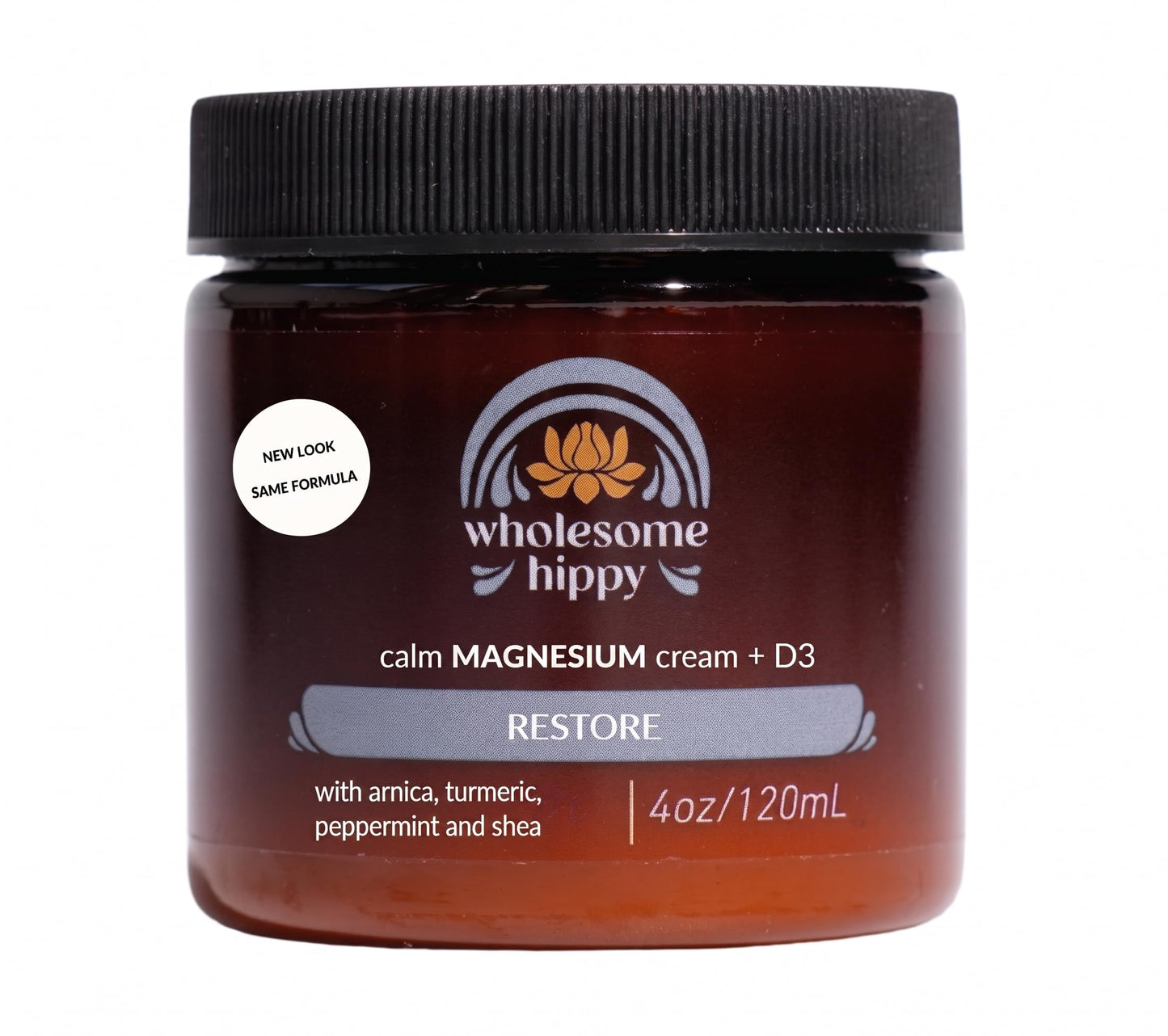 WHOLESOME HIPPY Magnesium Calm Cream – Restore Botanical Body Butter with Magnesium, Vitamin D3, Arnica & Turmeric – Soothing Moisturizer for Skin Hydration – 4oz