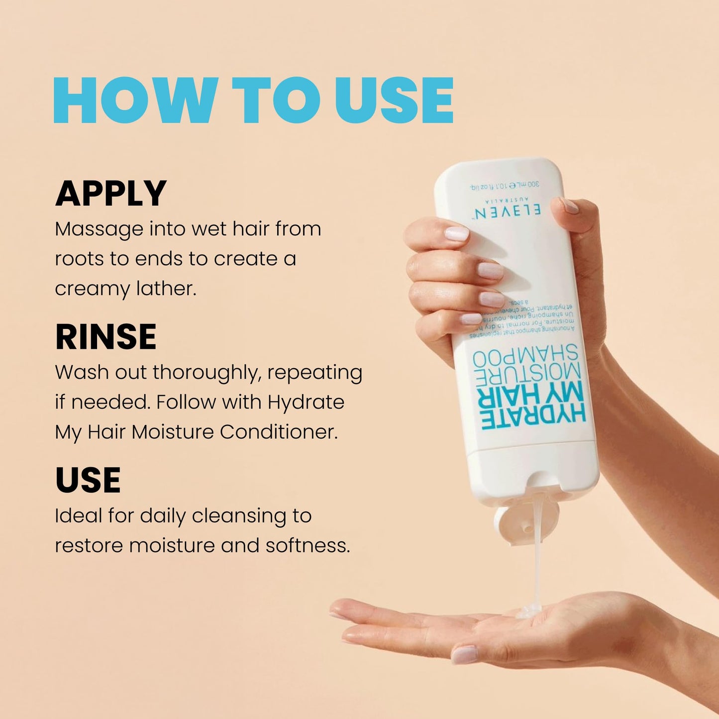 ELEVEN AUSTRALIA Hydrate My Hair Shampoo for Women & Men - Moisturizing, Color-Safe, Anti-Frizz, Nourishing Formula for Dry, Damaged Hair, Protects Against Heat & Environmental Damage - 10.1 fl oz