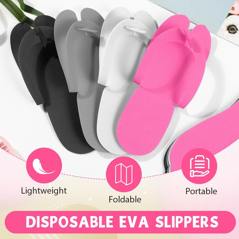 JaGely 100 Pair Disposable Pedicure Slippers Bulk Multicolor Flip Flop for Pedicure Anti Slip EVA Foam Spa Slipper Sandal Disposable Shoe Kit for Women Nail Bath Salon Party Supplies (Neutral Color)