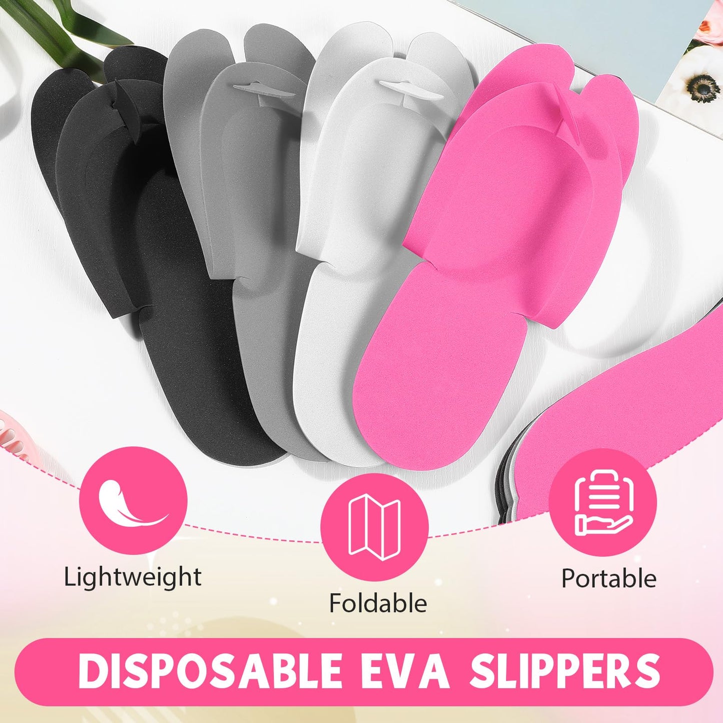 JaGely 100 Pair Disposable Pedicure Slippers Bulk Multicolor Flip Flop for Pedicure Anti Slip EVA Foam Spa Slipper Sandal Disposable Shoe Kit for Women Nail Bath Salon Party Supplies (Neutral Color)