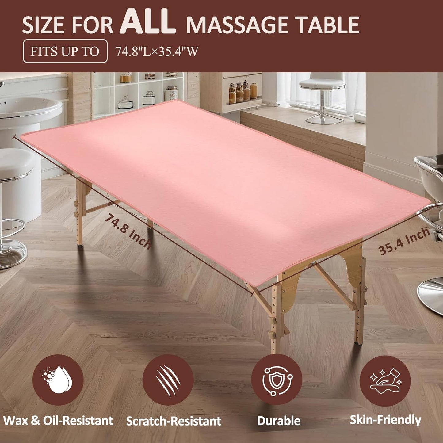 Massage Table Cover - Reusable PU Leather for Esthetician Beds | Waterproof, Easy to Clean, Fits Most Sizes