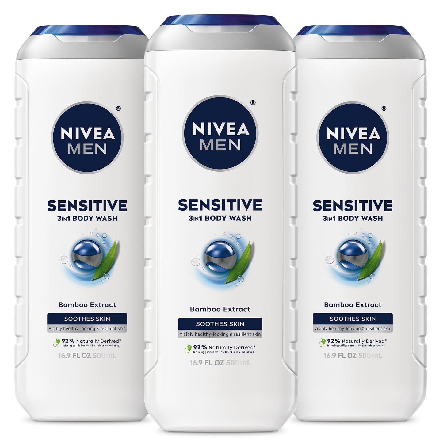 NIVEA MEN Sensitive Body Wash with Bamboo Extract, Moisturizing Body Wash for Sensitive Skin