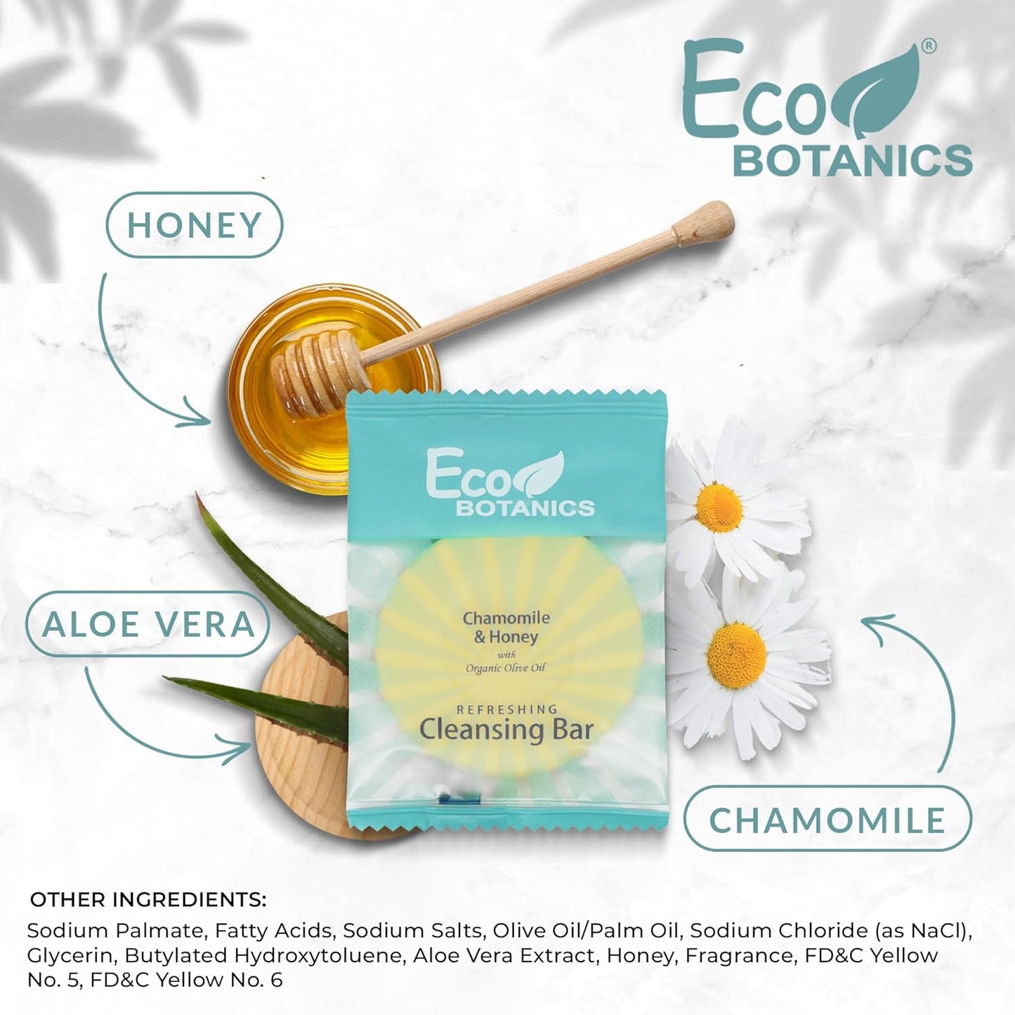 Eco Botanics Travel Size Cleansing Soap Bar | 100 Count, Paraben-Free, White Tea & Aloe Scent, 0.5 oz
