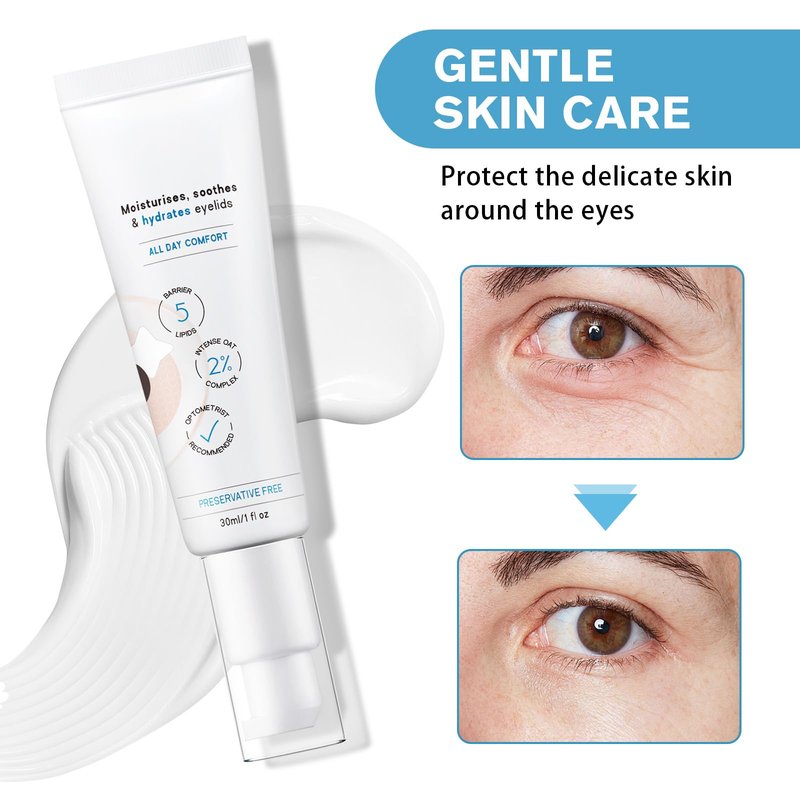 LUIMOLL Restore Eyelid Cream, 3% Oat Extract & Ceramide Complex, Soothing Hydration & Barrier Support for Dry, Itchy, Red, Sensitive, or Flaky Skin Around the Eyes for All-Day Use, 1oz
