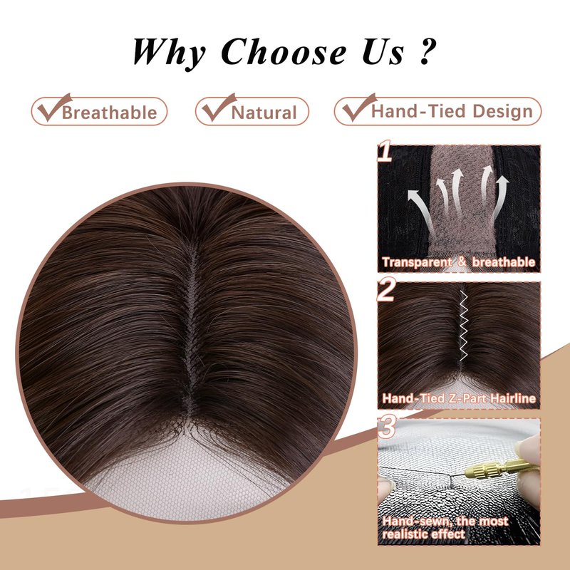 ANNISOUL Brown Short Wavy Wigs for Women 18Inch Bob Wave Wig Middle Part Synthetic Lace Front Natural Hairline Hair for Daily Party Use