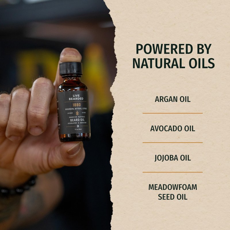 Live Bearded Beard Oil, 1 fl oz - Premium All-Natural Jojoba - Made in the USA - Hair and Skin Care for Men with Dry, Flaky Patches | Legend Scent - Sandalwood, Vanilla