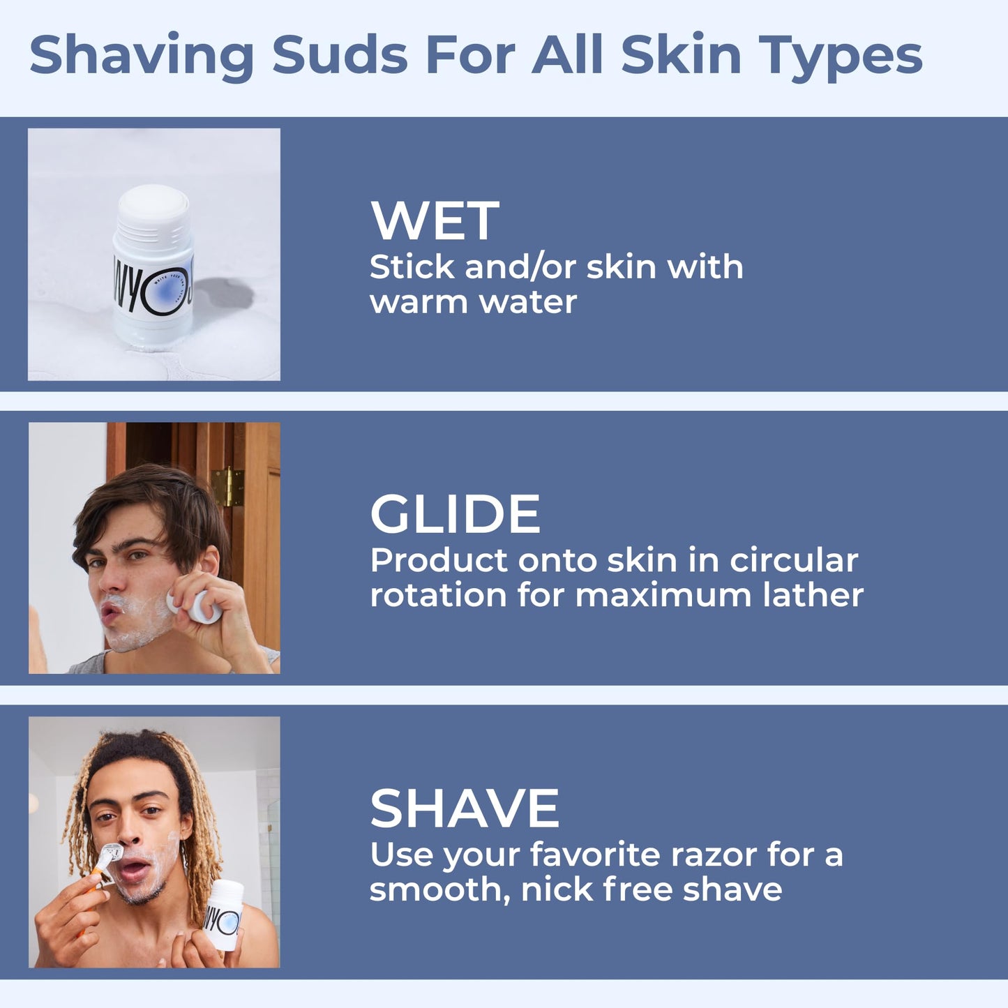 WYOS Shave Stick for Men – Hydrating Glycerin Formula for Sensitive Skin, Smooth Glide for a Close Shave, Solid Shaving Cream Stick, Hands-Free, No Mess, Leak-Proof & TSA-Friendly, 2 Pack