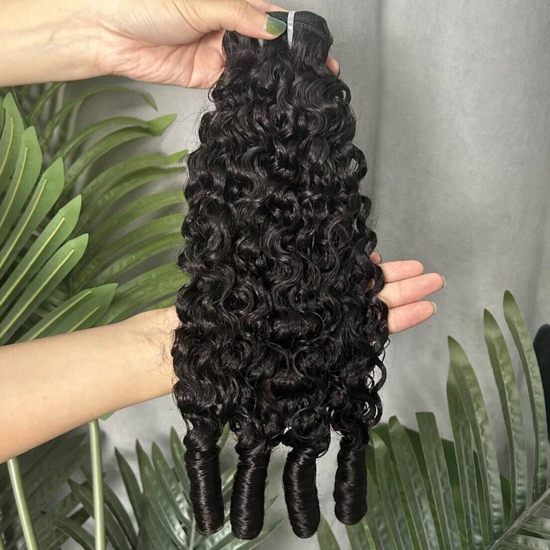 BELE Burmese Curly Bundles Human Hair 16 Inches 100% Unprocessed Quick Weave 3c4a Water Wave with Spiral Curly End Real Human Hair Extensions Natural Black