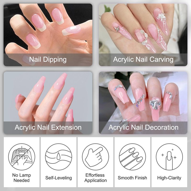 Lavender Violets French Pink Acrylic & Dip Powder - 4 oz Professional 3D Nail Art Acrylic Polymer 3 in 1 Carving, Extensions & Dipping Powder Starter DIY Salon Quality L003