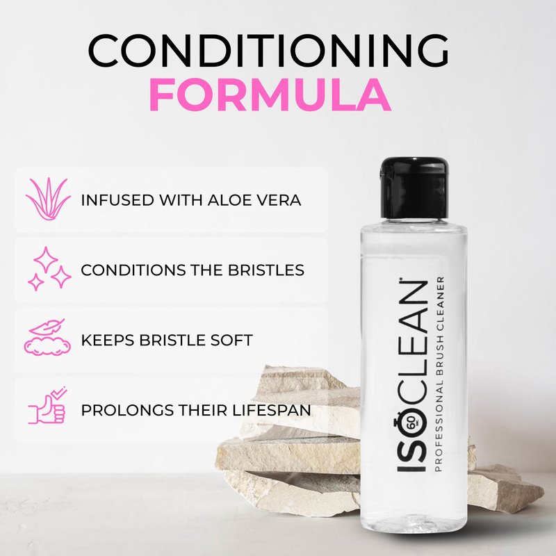 ISOCLEAN Makeup Brush Cleaner – Gentle Daily Use Solution, Reduces Product Buildup, Improves Application, Easy Clean Brush Cleaning Solution & Sponge Cleaner - Easy Pour with Dip Tray, 9 fl oz