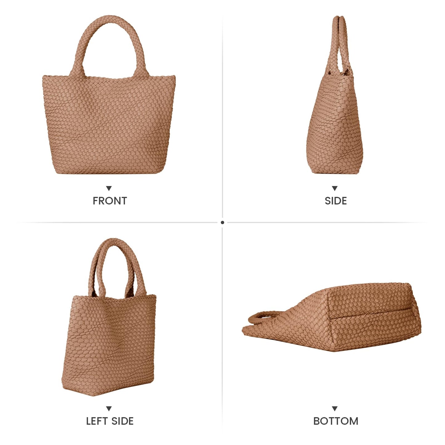 Woven Leather Shoulder Bag Slouchy Luxury Trendy Lightweight Large Purses Satchel Work and Beach Bags for Women
