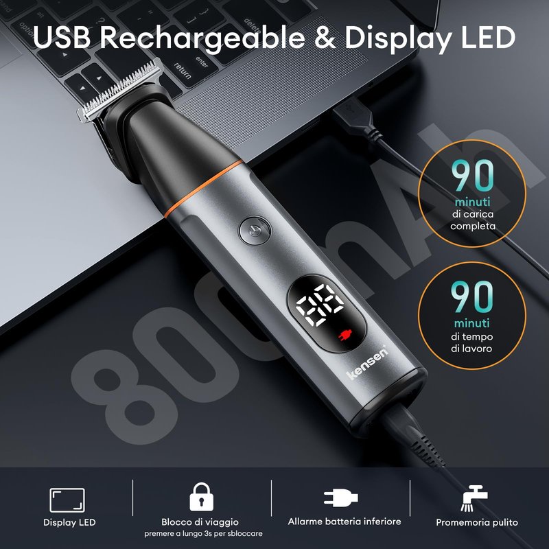 kensen Body Hair Trimmer for Men - Manscape 3-in-1 Beard Trimmer for Men, Christmas Gift Men's Groin & Pubic Hair Trimmer IPX6 Waterproof Electric Razor for Mens Hair Clippers for Mens Shaver (Gray)
