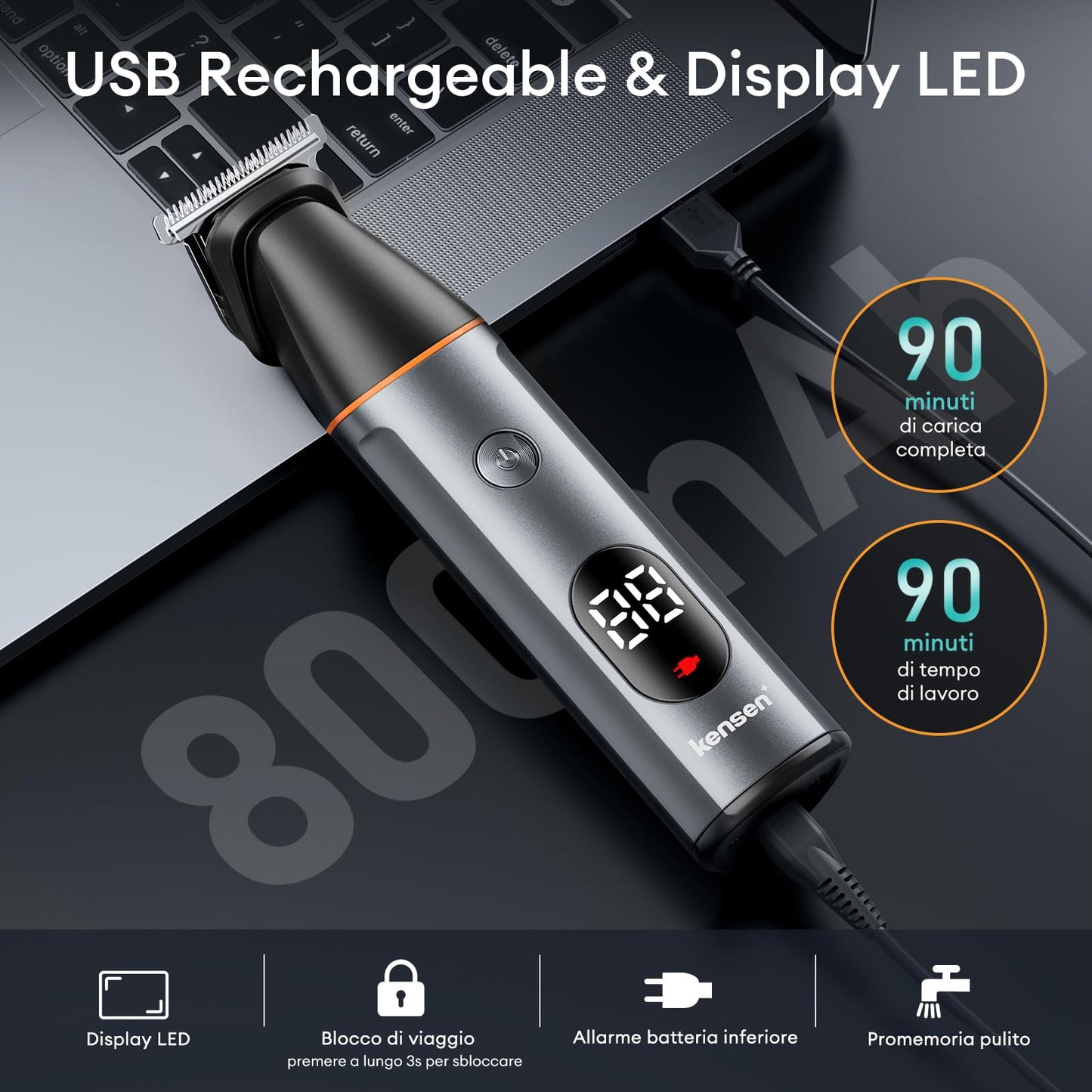 kensen Body Hair Trimmer for Men - Manscape 3-in-1 Beard Trimmer for Men, Christmas Gift Men's Groin & Pubic Hair Trimmer IPX6 Waterproof Electric Razor for Mens Hair Clippers for Mens Shaver (Gray)