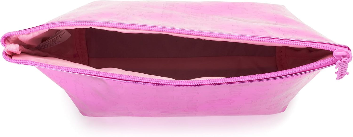 Juicy Couture Hot Pink Makeup Bag - Travel Cosmetic Organizer with Shiny Crown Design