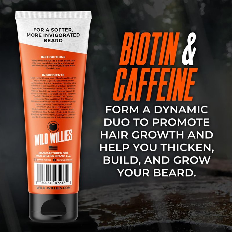 Wild Willies Round Brush and Conditioner Kit - The Better Brush for Styling Hair or Beard, with PROGRO - Softening, Hydrating, Strengthening & Nourishing for a Healthy Look