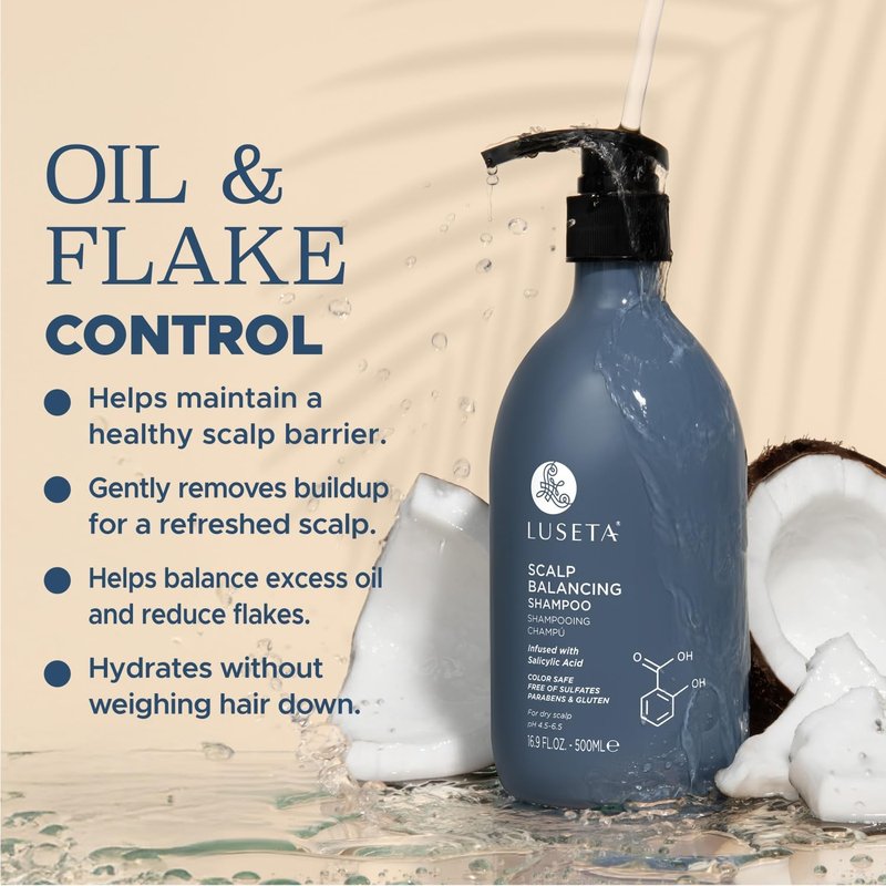 Luseta Scalp-Balancing Shampoo - Anti-Dandruff Formula with Salicylic Acid | 16.9 Fl Oz