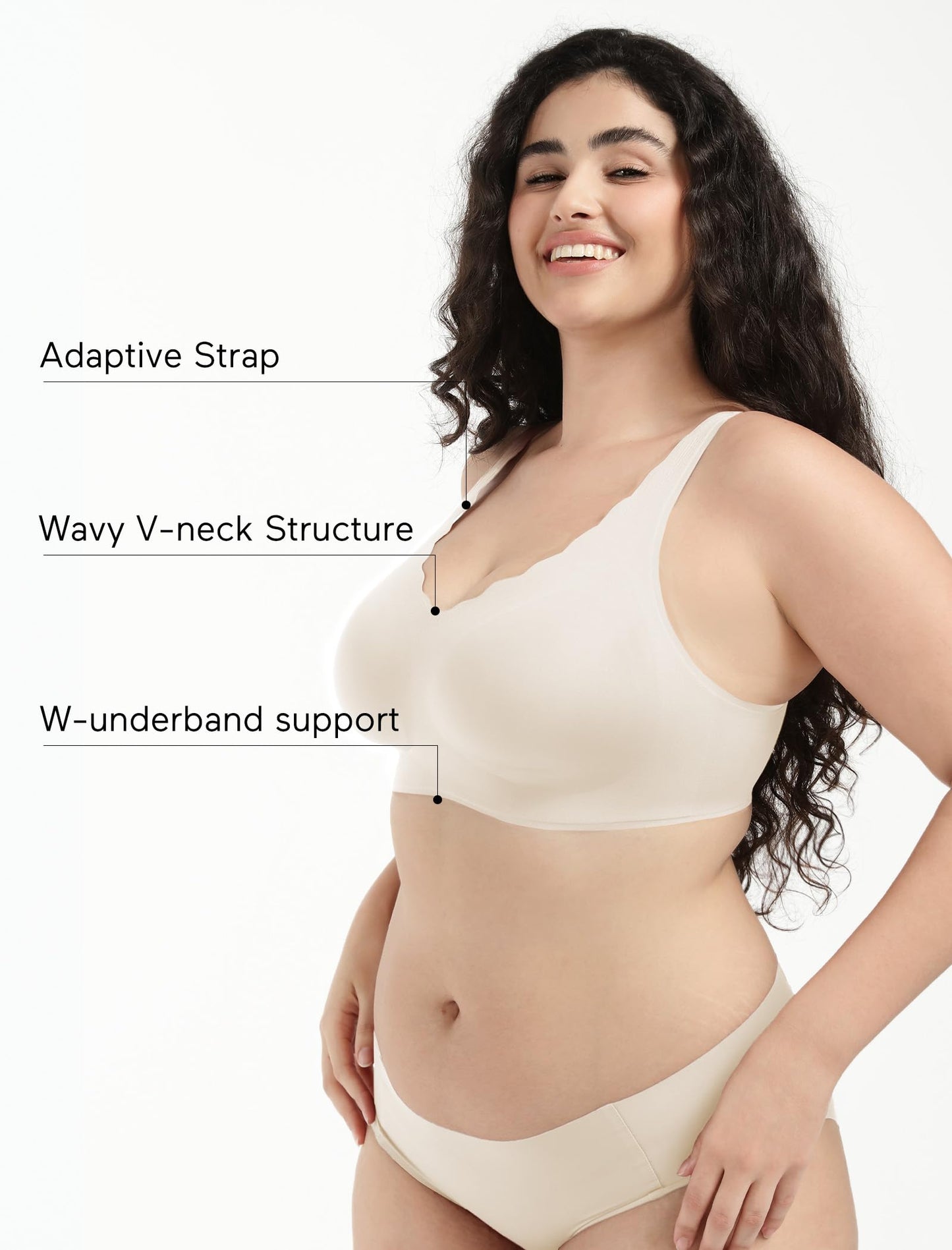COMFELIE Women Comfort Revolution No Underwire Bra Smooth Sport Bras with Semi Fixed Pads Almond Large