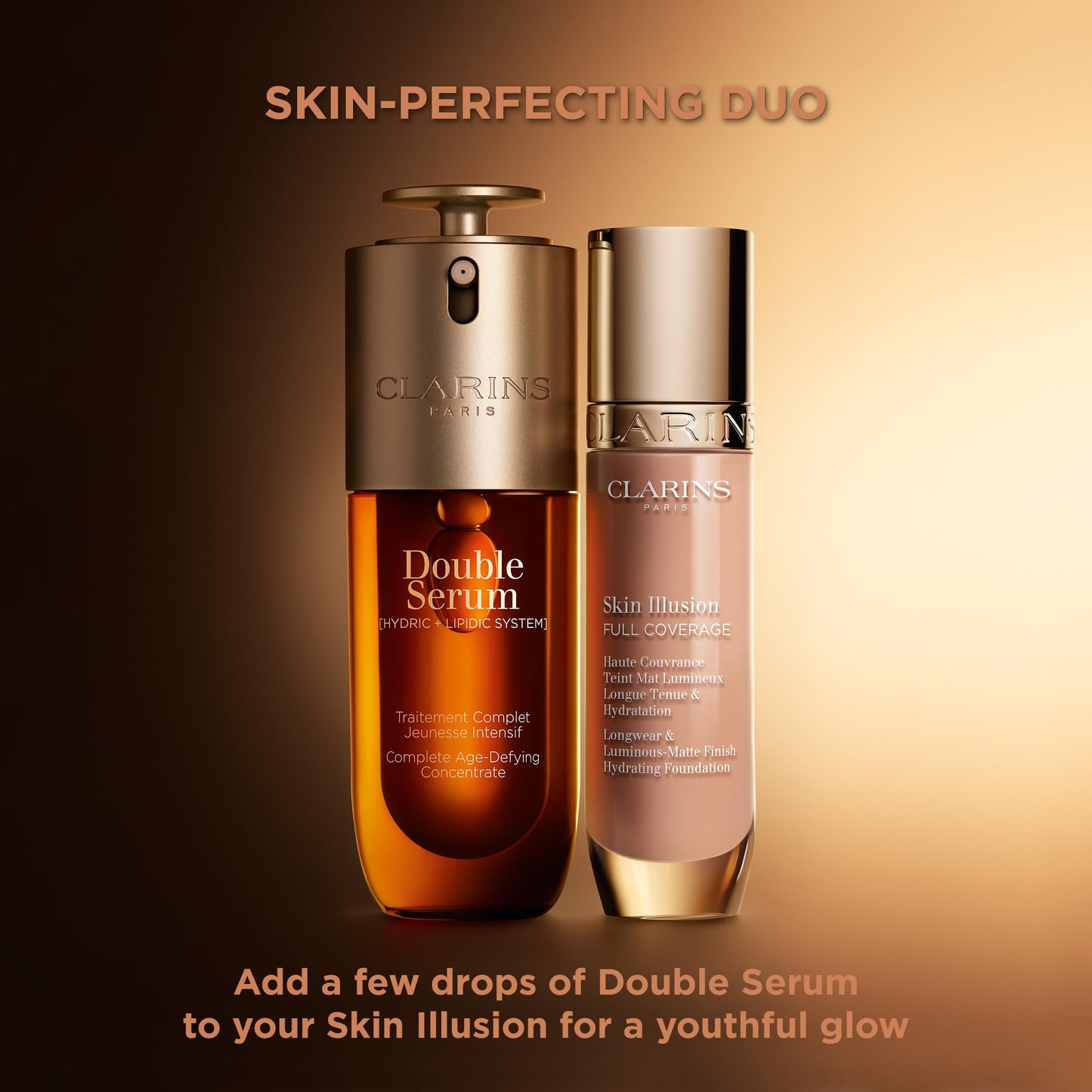 Clarins Skin Illusion Longwear Full Coverage Foundation|Luminous Matte Finish|24H Hold and 24H Hydration|Natural Looking|Transfer, Sweat and Smudge Proof| Contains Hyaluronic Acid|1 Fl Oz, 111N