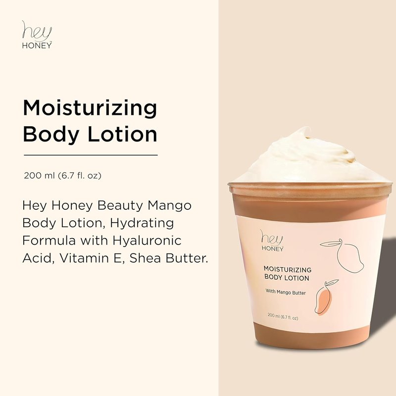 Mango & Honey Body Lotion - Water-Free Formula with Hyaluronic Acid & Ceramides for Dry Sensitive Skin | 6.7 oz