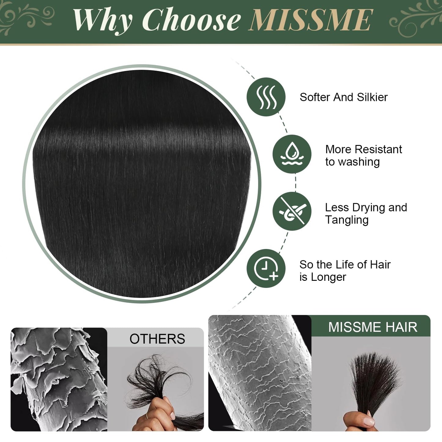 Missme Tape in Hair Extensions Human Hair 16 inch 20 Pcs 40g #613 Blonde Tape ins Human Hair Extensions Remy Hair Skin Weft Seamless Invisible Silky Straight Thick Ends Add Length