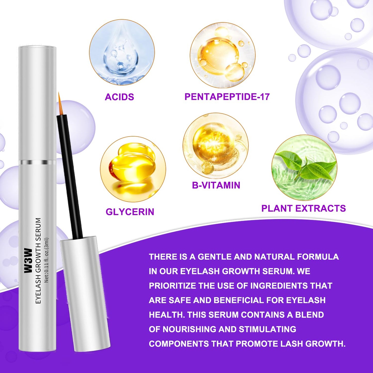 Lash Serum,Eyelash Growth Serum - Rapid Eyelash for stronger, Healthier Lashes & Brows, Vegan & Cruelty-Free (2 PCS)