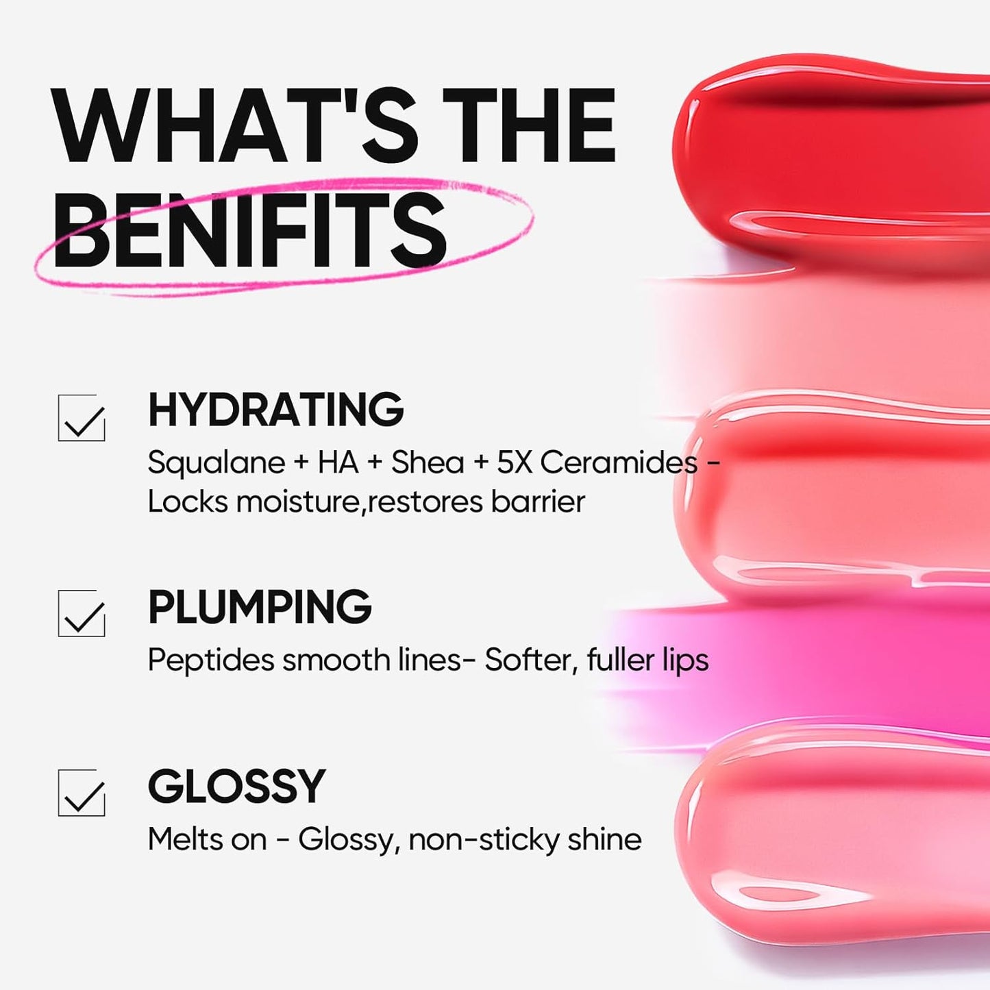 Peptide Brightening Lip Serum - Hydrating & Plumping Tinted Lip Gloss with Polypeptides | 04 Pink Berry