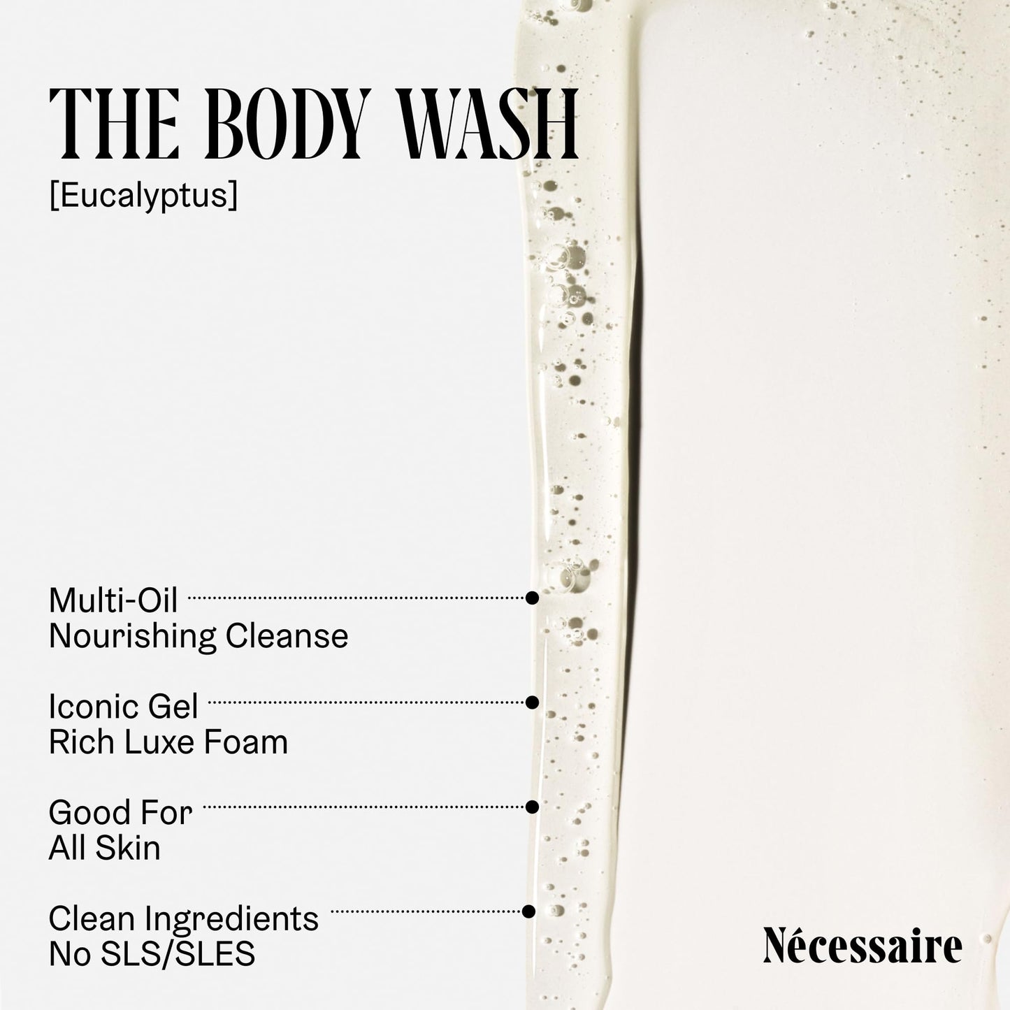 Nécessaire The Body Wash Eucalyptus — Multi-Oil Shower Gel Body Wash for Women + Men. Non-Comedogenic + Hypoallergenic for Sensitive Skin with Niacinamide. 500ml/16.9 fl oz