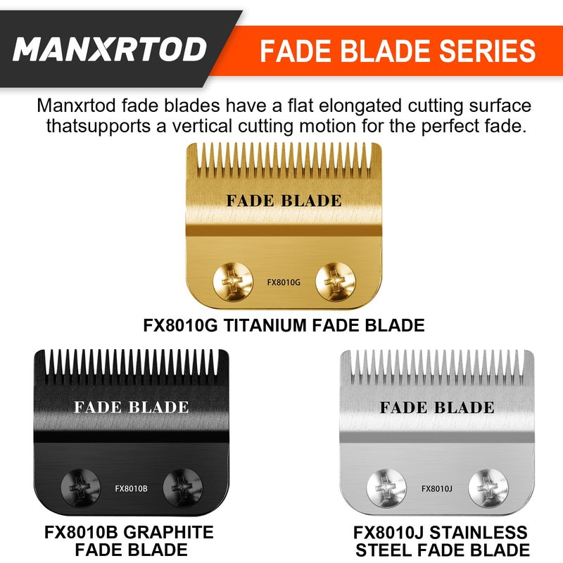 FX8010G Replacement Fade Clipper Blade Fits for BaBylissPRO FX870, FX890, FX825, FX673 Models, Gold Titanium Replacement Blade Compatible with Babyliss Clipper Blades, Gold