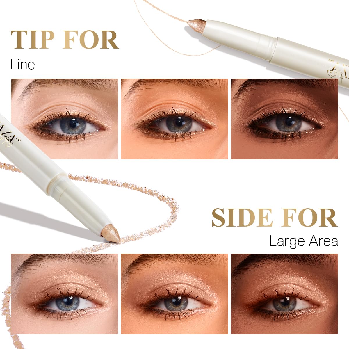LUXAZA PRO Cream Eye Shadow Eyeliner Makeup Sticks, Highlighter Brightener Pencil Classic-A003 + Multi-use-S1M2