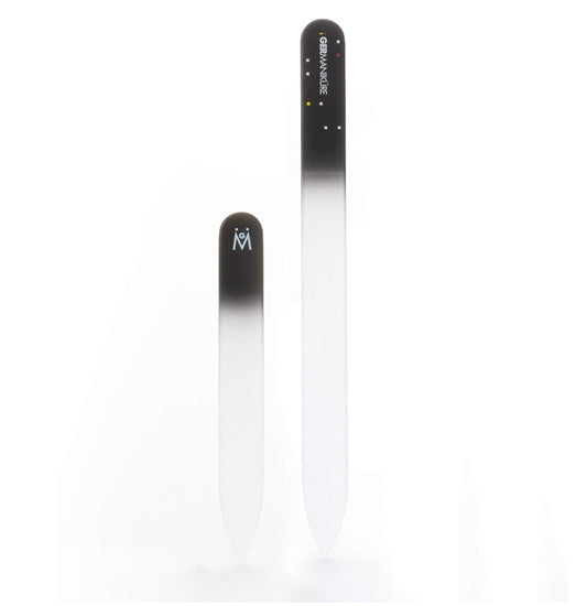 Germanikure Glass Nail File Set - Professional Manicure & Pedicure Kit - Ethically Made in Czech Republic - 2 Pc Black File Duo